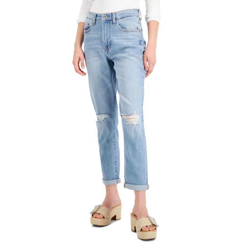 Juniors' Ripped Mom Jeans